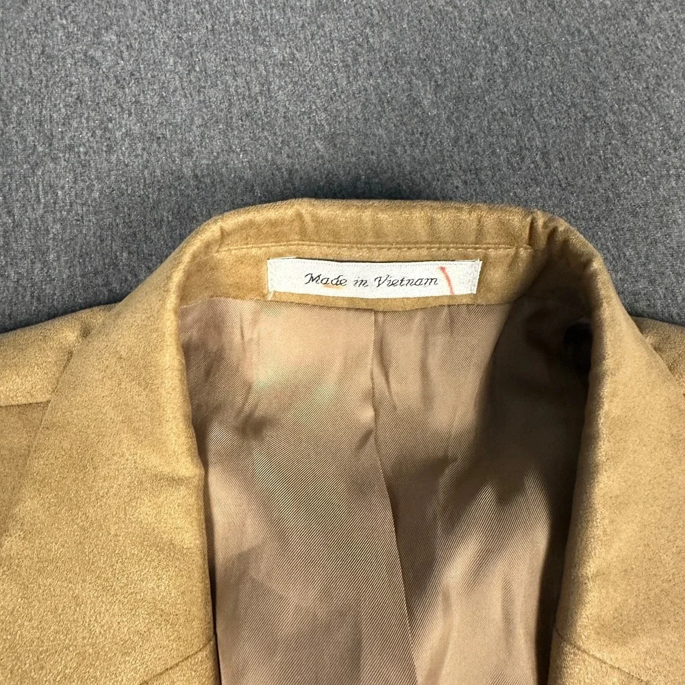 Lauren Ralph Lauren Mens 42R Tan Faux Suede Blazer Sport Coat 2 Button Jacket